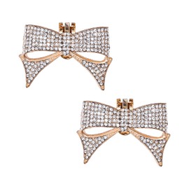 OAAO 2 Pieces Gold Bow Crystal Shoe Buckles, Shoe Jewelry Accessories, Translucent Diamond Shoe Buckles, Removable, Add Elegant Decoration to Women's Wedding Shoe Decoration.