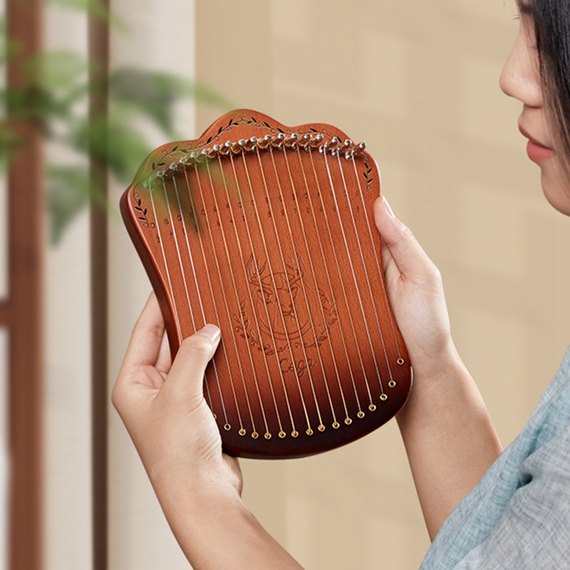 17 String Lyre Harp Portable Solid Beech Wood Harp String