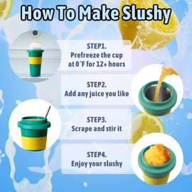 JoyMech Slushy Maker Cup, Compact Make and Serve Slush Cup with Stainless Steel Inner and Spoon Straw, Mini Ice Cream Maker Cup, Creates Single-Serving Slushies, Smoothies and Milkshakes, 10 oz, Green