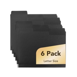 Mr. Pen- Black File Folders Letter Size, 6 Pack, 1/3 Cut Tab & Expandable Design, 24 pcs of Labels, File Folders Black