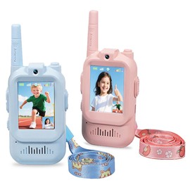 Video Walkie Talkie Toys for Kids, 2 Pack Rechargeable Long Range Two Way Radios Walkie Talkies with Screen，Toys for Family Games, Outside, Camping, Hiking，for Ages 3-12 Blue+Pink
