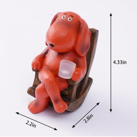 WSHMZYHOME Solar Powered Rocking Chair Dog Garden Statue, LED Glowing Resin Figurine Light, Weather Resistant Outdoor Indoor Decor for Patio Lawn Desk, Cute Animal Gift for Dog Lovers