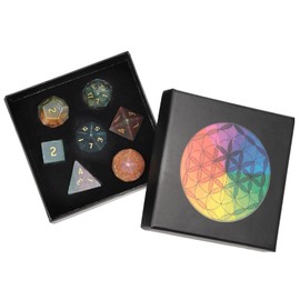 Nupuyai Indian Agate Stone Polyhedral Dice Gemstones Set, 7 Pieces Healing Stones Set, Table Games for Dungeon and Dragons Dice DND RPG MTG Dice Game Gift