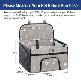 MARSLABO Small Dog Car Seat, Dog Car Booster Seat with Metal Frame Construction and Clip-on Safety Leash, Removable Blanket, Dog Seat for Car,Perfect for Small Dogs Up to 20 Lbs