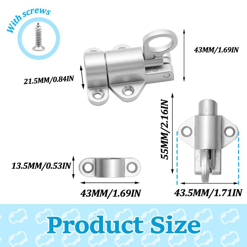 CEEYSEE Pack of 4 Automatic Locking Door Latch Aluminium Alloy