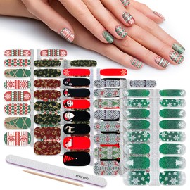 Christmas Nail Polish Strips, DANNEASY 5 Sheets Nail Stickers Full Nail Wraps Self Adhesive Nail Art Stickers for Women with Nail File (Glitter Series)