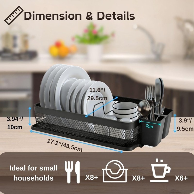 IBERG Dish Drying Rack - Dish Drainer with Utensil Holder
