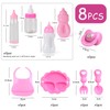 PFLYPF 8 Pieces Baby Doll Feeding Set, Equipped with 2