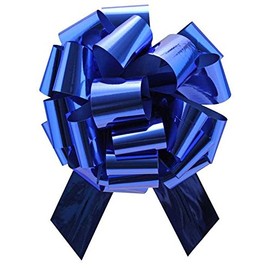 Extra Extra Large Metallic Blue Gift Wrap Pull Bows - 12" Wide, XXL Blue Ribbon Big Pull Flower Bows for Gifts and Presents, Cars (Blue)
