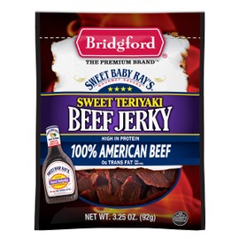 Bridgford Sweet Baby Ray’s Beef Jerky Sweet Teriyaki 3.25 oz Pack of 3 - Protein-Rich Snacks for Low Carb and High Protein Diets - Beef Jerky Teriyaki for On the Go Snacking and Busy Lifestyles