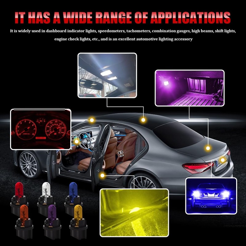 20PCS Car T5 Instrument Lights, Instrument Cluster Bulbs, 12V 1.2W