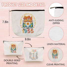 1955 Birthday Gifts for Her Him, Portable Cosmetic Skin Care Bag, Tiny Travel Makeup Bag with Zipper Pouch- Making The World a Better Place -70th Gifts for Girls Women Men Birthday Christmas