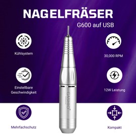 GASHIO® Mini Nail Cutter for Gel Nails on USB Professional Electric Nail File for Gel Nails 30,000 rpm with a Set of Cutter and Foot Pedal Manicure Pedicure Complete Set Nail Drill