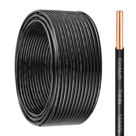 THHN Wire 10 Gauge 50 FT OFC Electrical Wire, 10 AWG Solid Copper Wire Rated up to 600V Building Wire Nylon Jacket for Residential, CNC, Ground, Industrial (10 Gauge, Black)