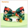 Kamercy Cat Bow Collars, Floral Tropical Leaf Green/Red Cat Collars