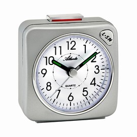 Atlanta Quartz alarm clock without ticking travel alarm clock light snooze crescendo silver - 2114/19