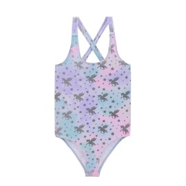 Gifts Treat - Traje de baño de una pieza para niñas, traje de baño hawaiano, traje de baño, traje de baño para niñas de 3 a 12 años, Azul (Blue Unicorn), 6-7 Años