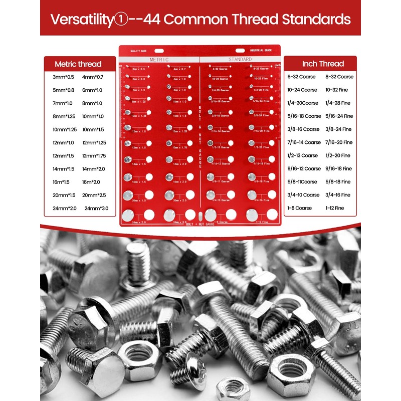 Upgraded Thread Checker 44 Nut and Bolt Thread Checker, with