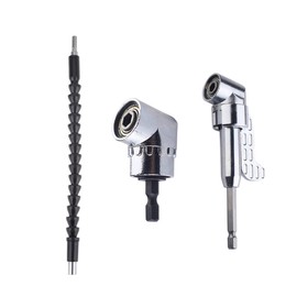 105 Degree Right Angle Drill Socket Adapter Flexible Shaft Extension Bit Universal Screwdriver Nut Driver Drill Bit Set 1/4 inch Hex Shank Drills Holder Power Hand Tool Kit