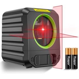 Huepar B011R Laser Marker, 2 Lines, Red, Cross Line Laser, Automatic Correction, Tilt Mode, High Brightness, Lightweight, 6.1 oz (175 g), Easy Operation