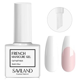 Saviland Beautiful White French Gel Nail Polish - 10 ml Soak Off Neon UV Nail Polish White for Manicure UV Gel French Nails Art Starter, Gel Polish UV for French Nails Stamps & Home DIY