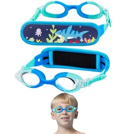Vvinca Kids Swim Goggles for Age 3-6, Toddler Swimming Goggles with Fabric Strap Cover No Hair Pulling Pain-Free, Anti-Fog No Leak Water Pool Glasses for Boys Youth Little Swimmer Light Green