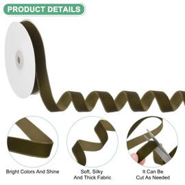M METERXITY Army Green Velvet Ribbon, 10 Yards 5/8 Inch Wide Nylon, Single Sided Thin Velvet Ribbon for Gift Wrapping, Wedding Bouquet, Hair Bows, Wreath Decoration, DIY Craft Fabric Ribbons