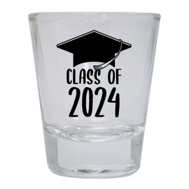 R and R Imports Class of 2024 Graduation 2 Ounce Shot Glass Round Clear Single