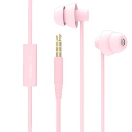 MAXROCK (TM Total Soft Silicon Headphones with Mic Sleep Travel Choice for Cellphones Tablets and 3.5mm Jack (Light Pink)