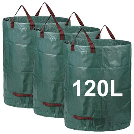 Zjyufy 120L Garden Waste Bags Heavy Duty 3 Reusable Garden Bags Heavy Duty with Handles Garden Yard Rubbish Ack Foldable Bags for Leaf Rubbish Rubbish Waste Grass