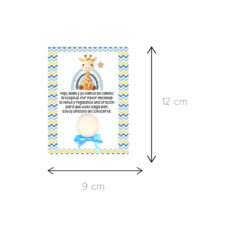Paquete de 10 Tarjetas con Vela para Baby Shower (Jirafa)