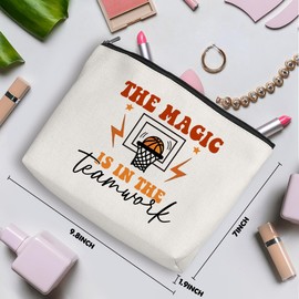 Team Gifts Basketball Gifts Basketball Stuff Cosmetic Bags for Women Makeup Bag, Christmas Birthday Friendship Gifts for Sport Lovers Coach Team Fans Bestie Teacher Travel Toiletry Bag Skin Care Bag