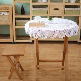 AMIPOS Round Tablecloths Made of Cotton Lace Hand Crocheted Tablecloths Tablecloths for Home Wedding Party Decoration White 90 cm