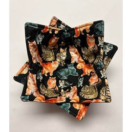 Set of two Cats Bowl Cozies, Reversible Bowl holders, 238