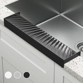 NiHome Multi-Use Silicone Kitchen Sink Edge Guard for Stone Countertop Edges 3.15"-4" Wide, Upgraded Slope Design with Raised Drainage Channels, Protector for Kitchen Sink, Bathtub, Wash Basin (Black)