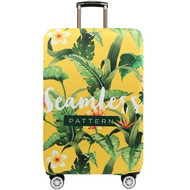 TRAVEL KIN Thickened Luggage Cover, 18/24/28/32 Inch Spandex Protective Cover (S(18"-21" luggage), Banana Leaf)
