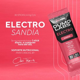 DUMO ELECTRO Electrolitos Orales en polvo sin azucar Suplemento Deportivo Premium para Hidratación con Sodio, Potasio y Magnesio Electrolitos para Energía, Rendimiento y Recuperación Sandia 30 Porciones (30 pack, Sabor Sandia