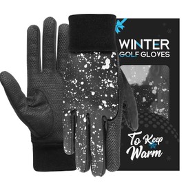 GKandi Winter Men's Golf Gloves Left Hand and Right with Warm Grip Performance 1 Pair, Cold Weather Windproof Waterproof Size S M L XL with Gift Box (White Point, Medium)