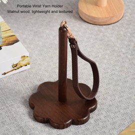Portable Wrist Yarn Holder, Flexible Wrist Yarn Holder, Yarn Ball Holder with Leather Wristband, Humanized Wooden Yarn Spinner Crocheting Supplies for Knitting Craft Lovers