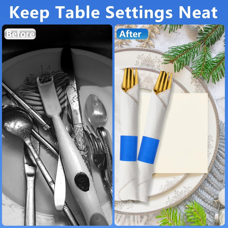 XINGYUNDEL Paper Napkin Bands,Napkin Rings Self Adhesive,Silverware Wraps Bands(Blue,2000 pcs)