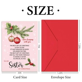 HiFuler Sister Christmas Card - 5" x 7" Funny Christmas Cards with Envelopes, Christmas Card for Sister, Xmas Card for Sister, Unique Sister Christmas Gifts Ideas, Perfect Stocking Stuffers for Sister