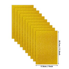 Jtnohx Glitter Foam Sheets with Adhesive Backing, Self Adhesive Eva Foam for Crafts, 7"×11.3" 10 Pcs Sticky Glitter Craft Eva Sheets for Arts Projects (Yellow)