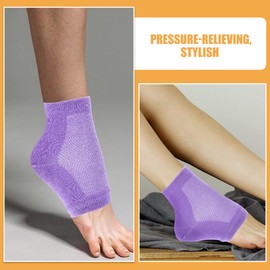 NOLITOY Moisturizing Gel Heel Socks, 4 Pairs Spa Socks Open Toe Socks Cracked Gel Heel Socks Foot Toeless Heel Repair Socks for Women Dry Hard Cracked Feet