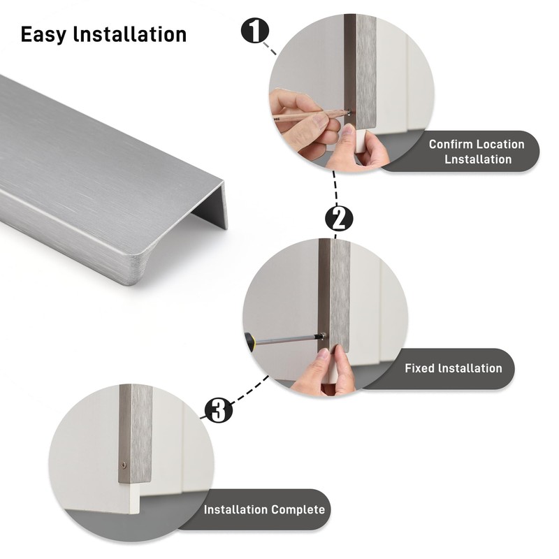 Satanga Edge Finger Tab Pull for cabinets Kitchen Concealed Drawer