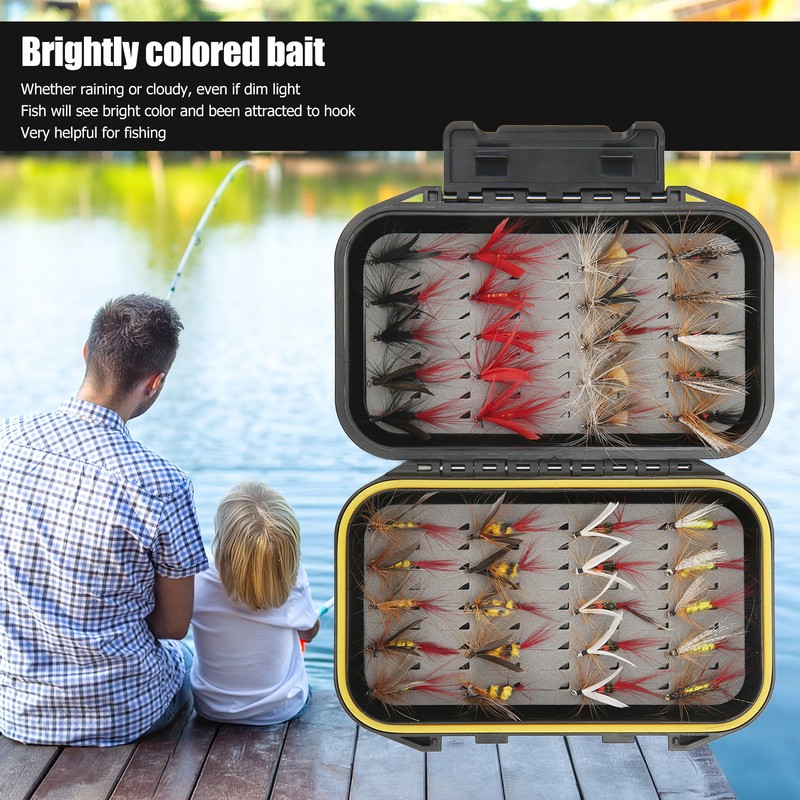 40Pcs Fly Fishing Flies Kit Stainless Steel with Box Lures
