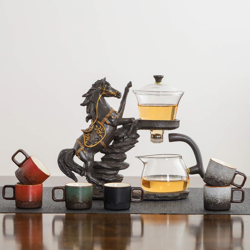 Glass Kungfu Teapot Set Tea maker with Infuser Semi Automatic