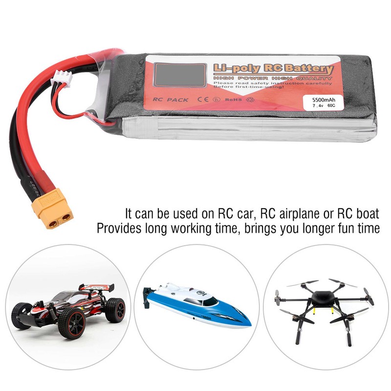 ZOP POWER 2S 7.4V 5500mAh 60C Rechargeable LiPo Battery with