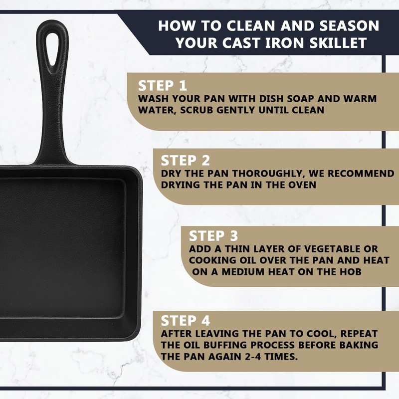 Chabrias Ltd 5"/13cm Square Pre-Seasoned Cast Iron Skillet Frying Pans
