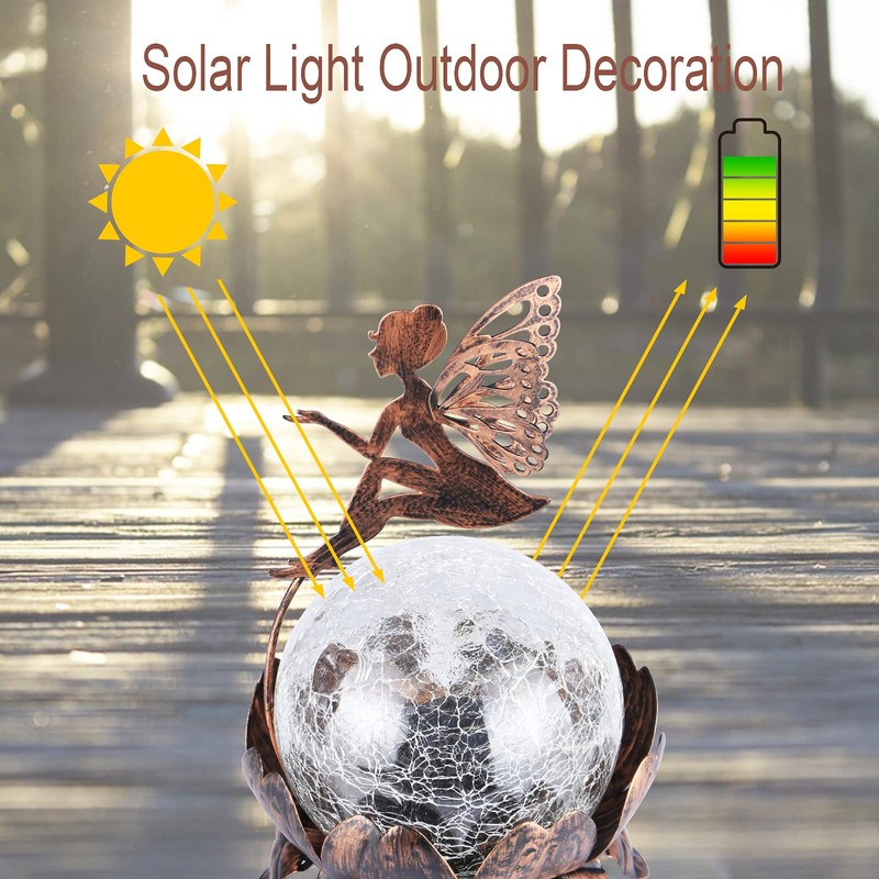 MUMTOP Solar Lantern Fairy Light, Crackle Glass Solar Lights Outdoor