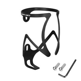 FIFTY-FIFTY Bike Water Bottle Holder, Aluminum Alloy Water Bottle Cage, Lightweight Bicycle Cup Holder Rack with Screws Tool, Universal Bicycle Drink Cage for MTB, Road Bike (Black)